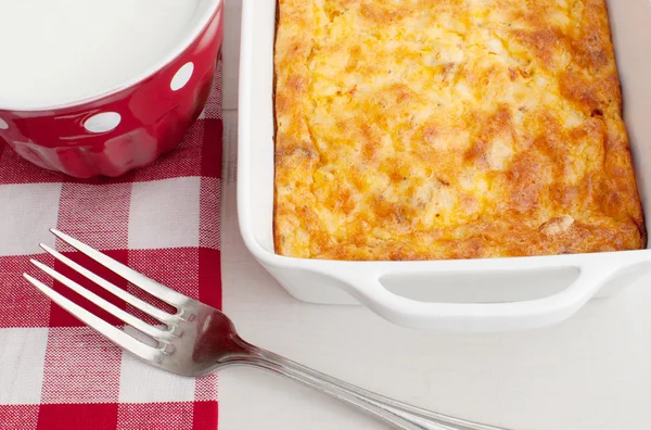 Dish with cheese and herbs — Stock Photo, Image