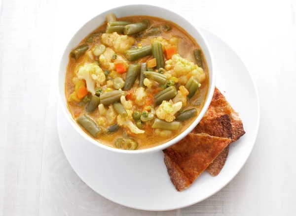 Curry soup with vegetables — Stock Photo, Image