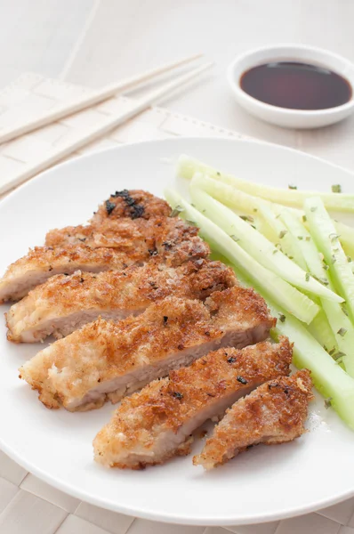 Pork fried in breadcrumbs — Stock Photo, Image