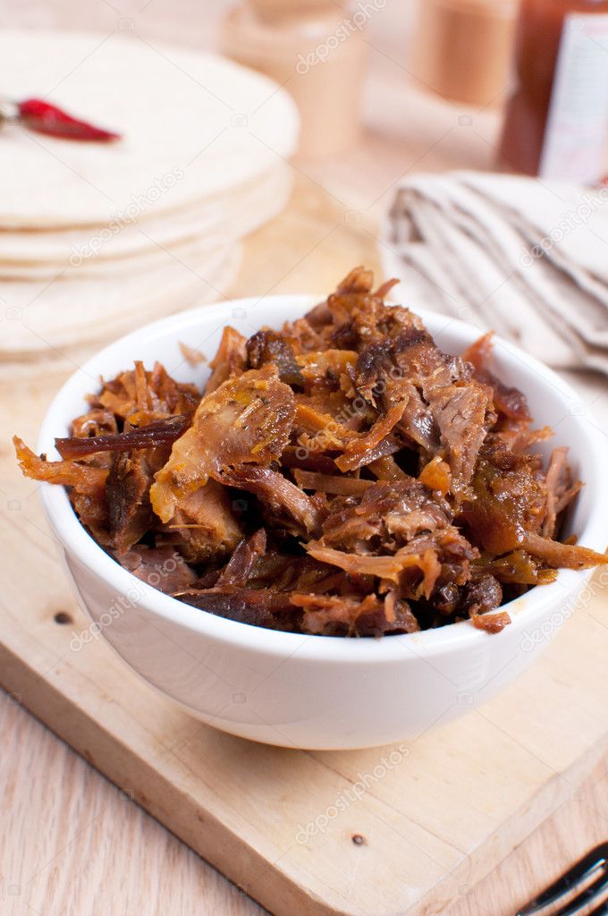 Bowl with pulled roasted pork