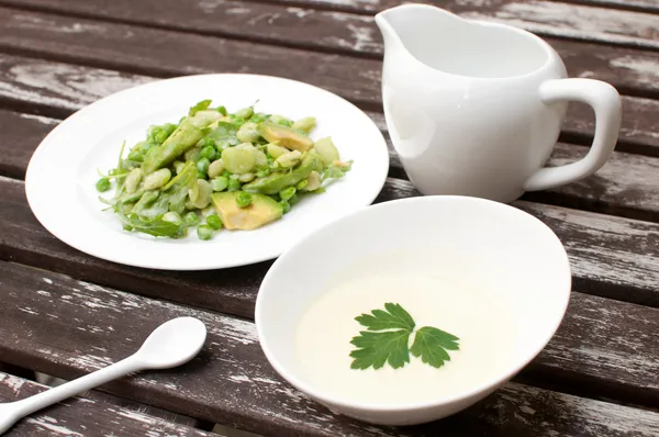 Mayo dressing for green salad — Stock Photo, Image