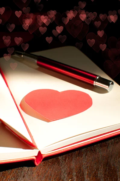 Red notepad for love message — Stock Photo, Image