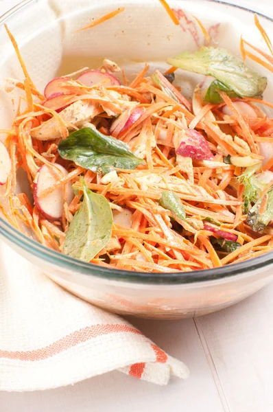 Cenoura picada caseira e salada de frango — Fotografia de Stock