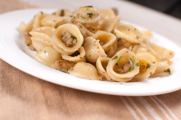Orecchiette pasta met walnoot pesto Rechtenvrije Stockfoto's
