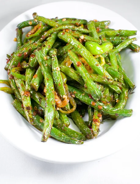 Groene snijbonen chinese schotel — Stockfoto