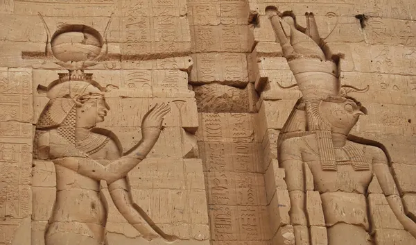 Templo Philae Jeroglíficos Antiguos Asuán Egipto — Foto de Stock