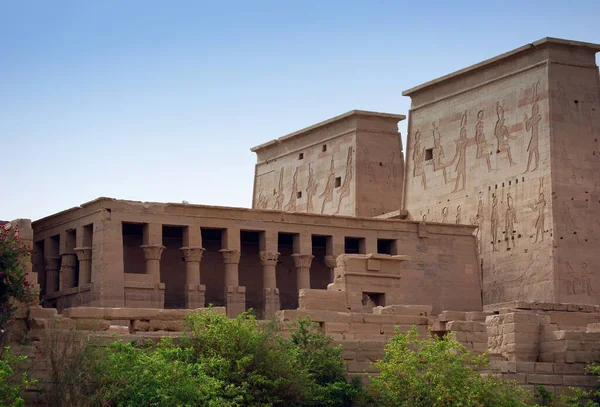 Filtemplet Gamla Egyptiska Religiösa Byggnader Och Hieroglyfer Aswan Egypten — Stockfoto