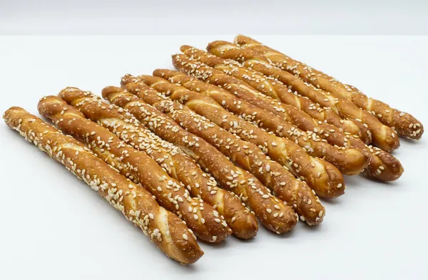 Chlebová Tyčinka Sezamovými Semínky Izolované Bílém Pozadí — Stock fotografie