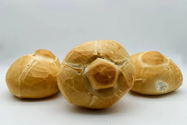 Rolo Pão Roseta Sobre Fundo Branco Michetta Pão Tradicional Italiano — Fotografia de Stock