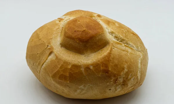 Laib Rosetta Brot Auf Weißem Hintergrund Michetta Traditionelles Italienisches Brot — Stockfoto