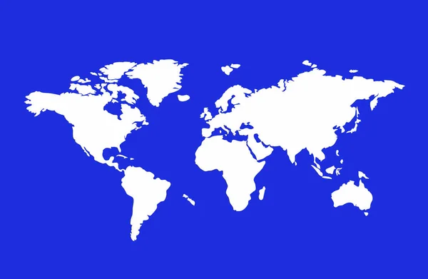 Mapa Del Mundo Blanco Aislado Sobre Fondo Azul Mapa Del — Foto de Stock