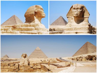 Giza 'daki Büyük Sfenks' in Fotoğraf Kolajı. Kahire. Mısır