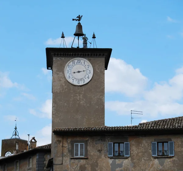 Ortaçağ Torre Del Moro Orvieto Daki Saat Kulesi Talya 1347 — Stok fotoğraf