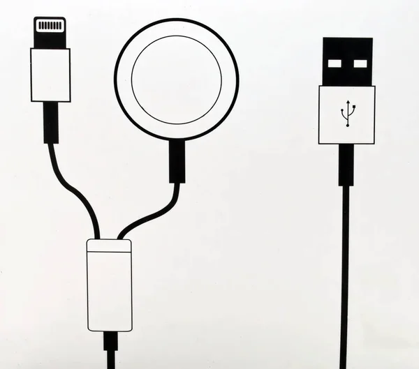 Modern Magnetic Charging Cable White Background — Fotografia de Stock