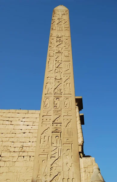 Obelisk Bij Ingang Van Tempel Van Luxor Egypte — Stockfoto