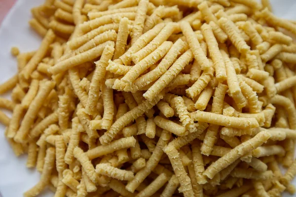 Raw Homemade Passatelli Traditional Italian Pasta Usually Cooked Broth Close — стоковое фото