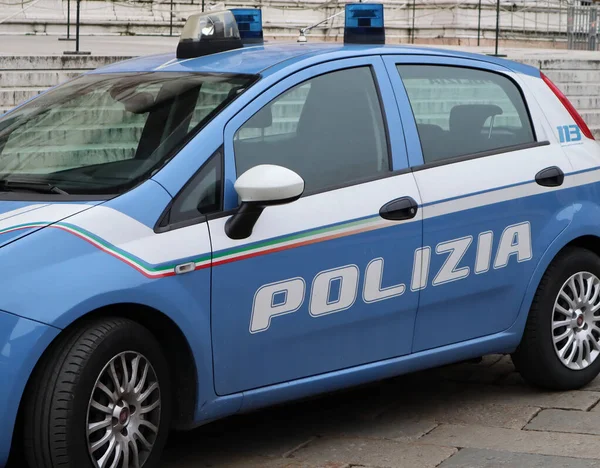 Carro Italiano Polizia Carro Polícia Centro Histórico Bolonha Itália — Fotografia de Stock