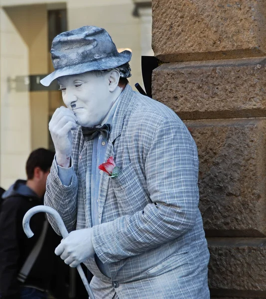 Mimo Vestido Como Charlie Chaplin Las Calles Padova Italia —  Fotos de Stock