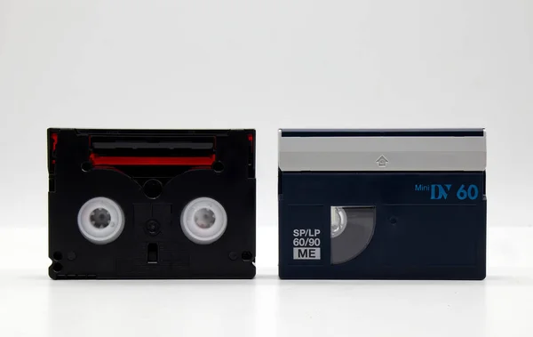 Vintage Mini Video Tape Cassette Isolated White Background Retro Style — Stock Photo, Image