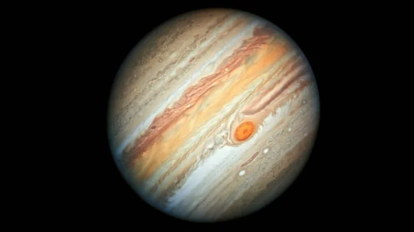 Planet Jupiter Med Den Stora Röda Fläcken Delar Denna Bild — Stockfoto