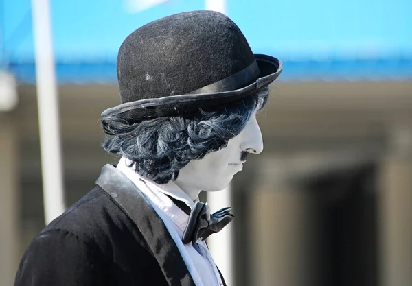 Génova Italia Octubre 2016 Mimo Vestido Como Charlie Chaplin Charlot —  Fotos de Stock