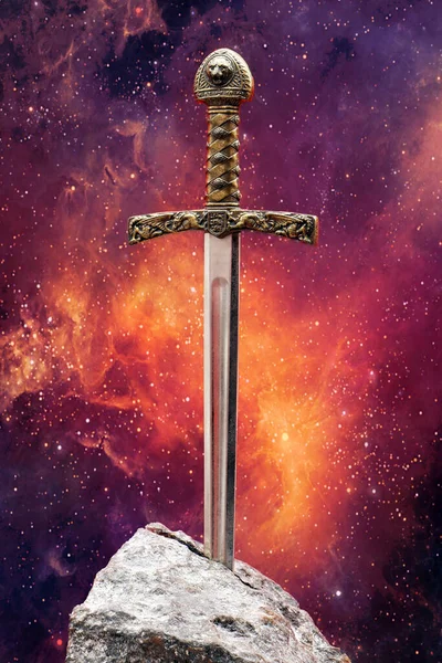 Excalibur Mitikus Kard Arthur Király Kövében — Stock Fotó