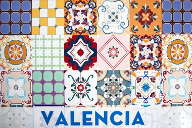 Geleneksel Valencia dekoratif renkleri Azulejos. Soyut Valencia arkaplanı