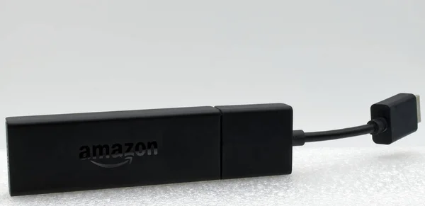 Bologna - İtalya - 21 Haziran 2021: Amazon Fire TV Stick beyaz arka planda izole edildi