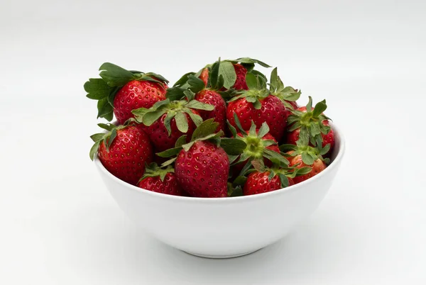 Fresh Strawberry Bowl Isolated White Background — Zdjęcie stockowe