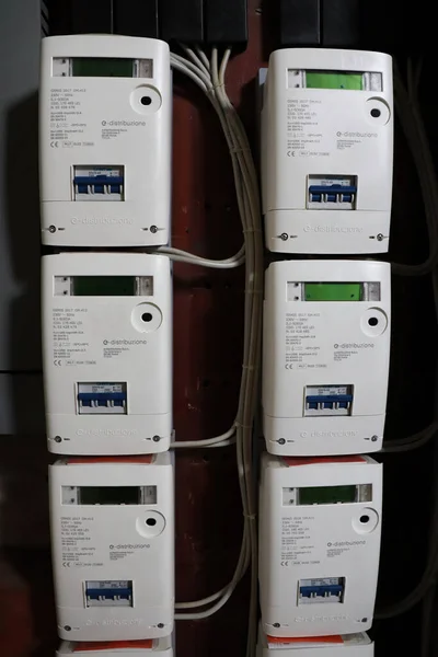 Bologna Italy April 2022 Italian Digital Electricity Kilowatt Hour Meter — Stock Photo, Image