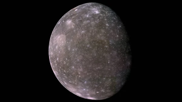 Callisto Jupiters Näst Största Måne Delar Denna Bild Tillhandahölls Nasa — Stockfoto