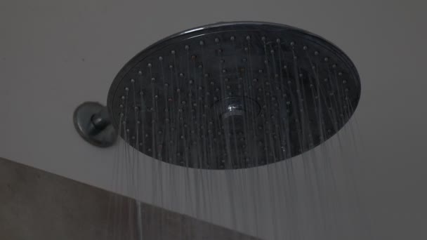 Zbliżenie Wody Płynącej Prysznicem Łazience — Wideo stockowe