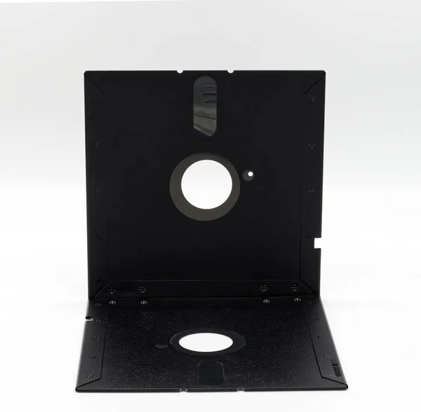 Ročník Disk Palce Technologie Úložiště Retro Bílém Pozadí — Stock fotografie