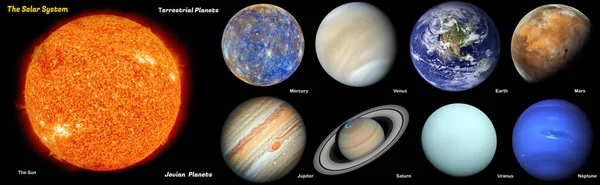 Güneş Sistemi Karasal Gezegenler Jüpiter Karşı Nasa Tarafından Döşenmiş Resmin — Stok fotoğraf
