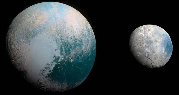 Planet Pluto and Charon system. Elements of this image were furnished by NASA.