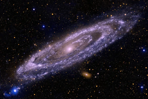 Спиральная Галактика M31 Ngc 224 Созвездии Андромеды Фиолетовый Фильтр Улучшенные — стоковое фото