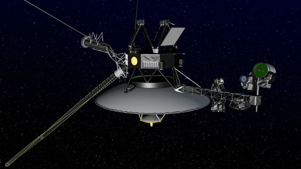 Voyager 2 uzay gemisi derin uzay alanında. 3B illüstrasyon