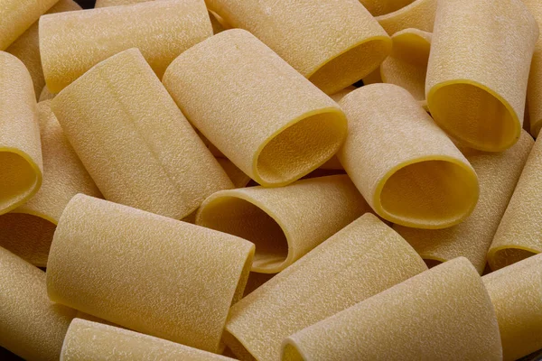 Italiano Fresco Não Cozido Pasta Paccheri Fundo — Fotografia de Stock