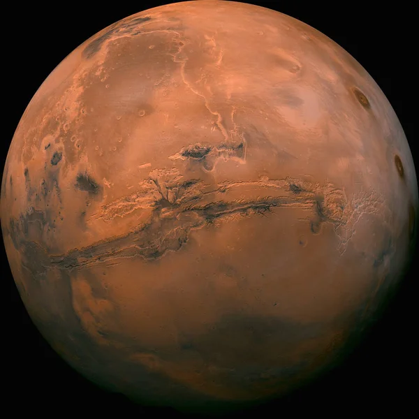 Planet Mars. The red planet view from space.
