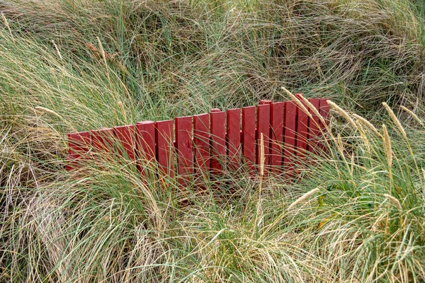 Red Fence Middle Dune Grass North Sea Coast Denmark — Stock Photo, Image