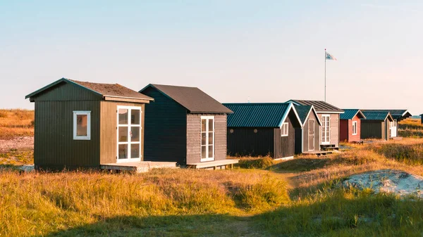 Cabanas Pesca Costa Dinamarquesa Mar Báltico Sob Luz Pôr Sol — Fotografia de Stock