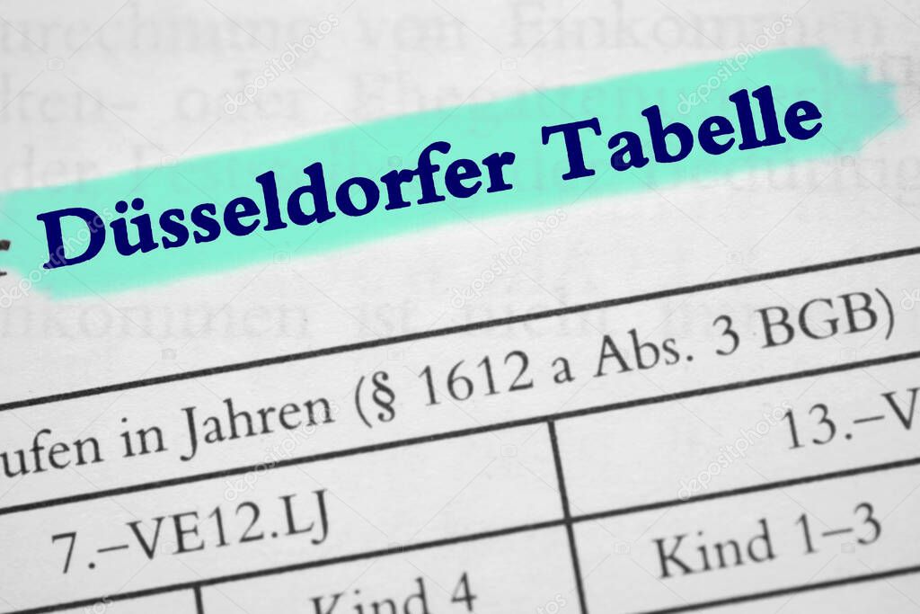 Dusseldorf table - text marked in blue green