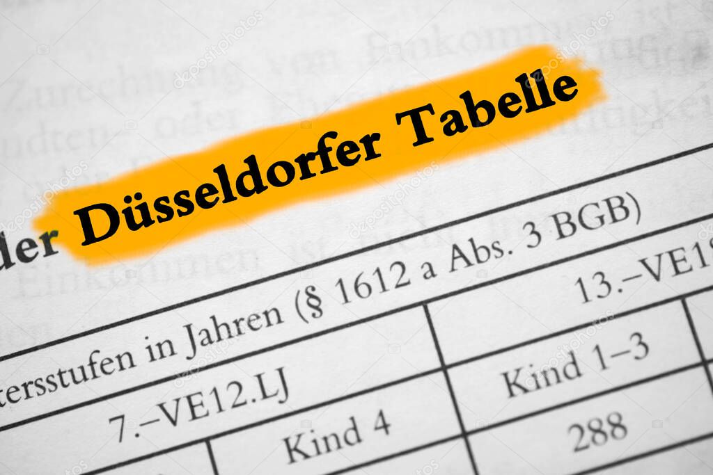 Dusseldorf table - text marked in ocher 