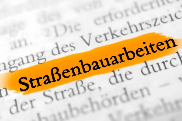 Straßenbauarbeiten Text Mit Markierung — Stockfoto