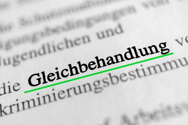 Gleichbehandlung Schwarzer Und Weißer Text Grün Unterstrichen — Stockfoto