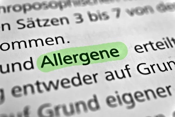 Allergens German Medicines Act Text Highlighted Green — Foto Stock