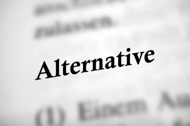 Alternatif - Almanca metin kelimesi siyah beyaz