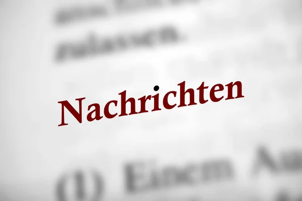 News Red Letters White Text Background German — Stock Photo, Image