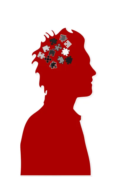 Puzzle mente e cervello storming — Vettoriale Stock