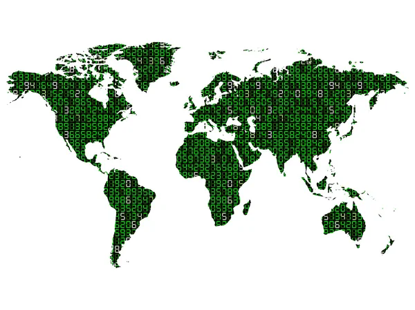 Mapa del mundo binario — Vector de stock